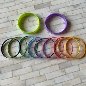 Retro Y2K Silicone Rubber Bracelet Wrist Band set of 11